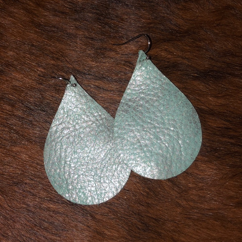Blue leather earrings